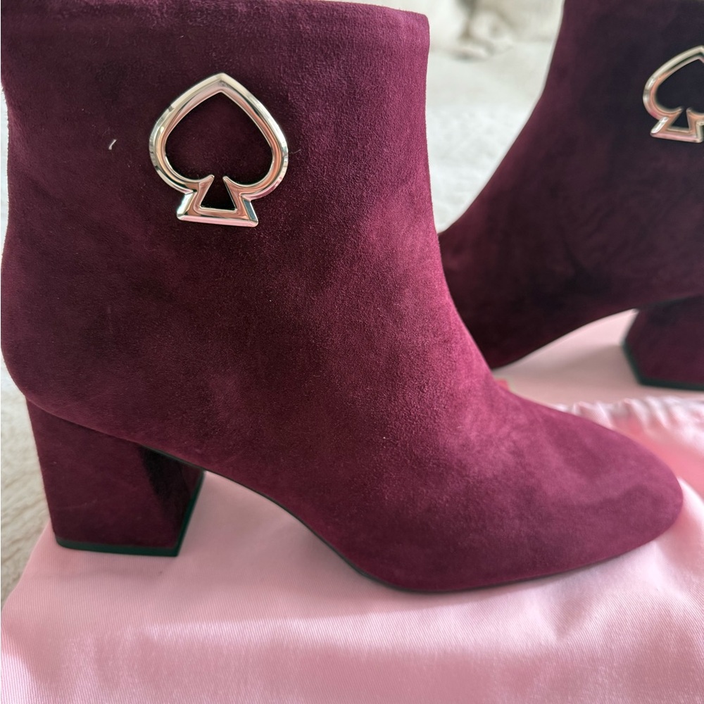Kate Spade Plum Suede Ankle Booties
